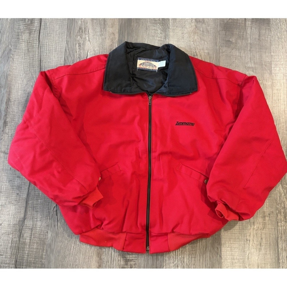 Vintage Dunnbrooke Workwear Zimmatic Red Jacket Size Large Made In USA